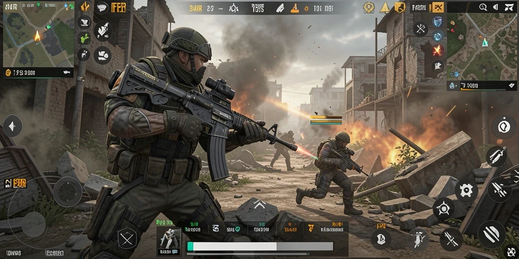 Gameplay intens di 34R menampilkan aksi FPS yang mendebarkan.