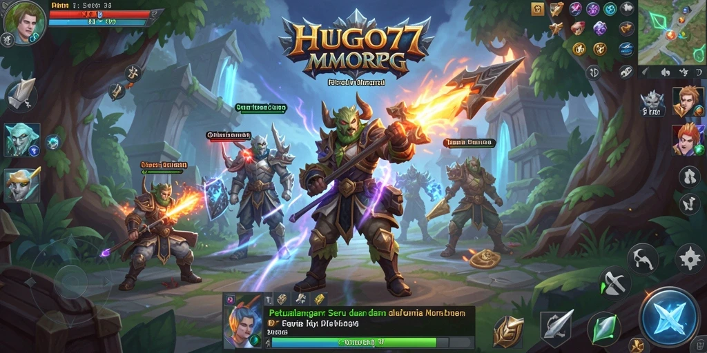 Screenshot gameplay HUGO77 yang menampilkan karakter sedang bertempur.