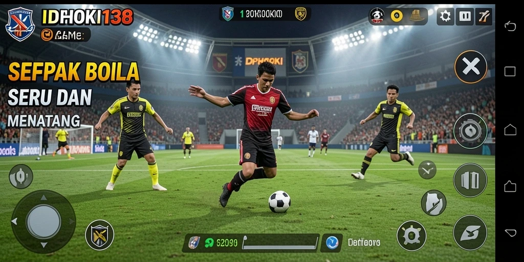 Tampilan gameplay seru dan mendebarkan dari game sepak bola.