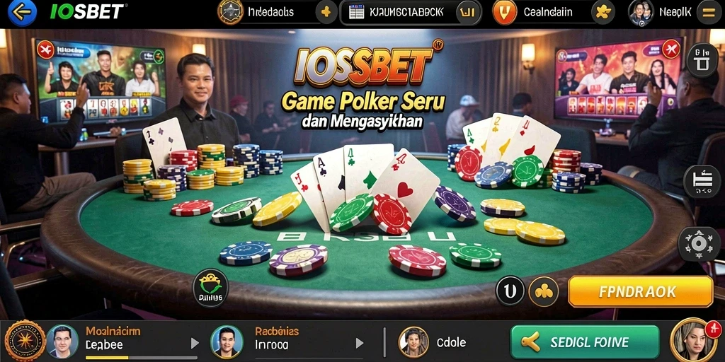 Screenshot gameplay IOSBET menampilkan aksi Poker yang mendebarkan.