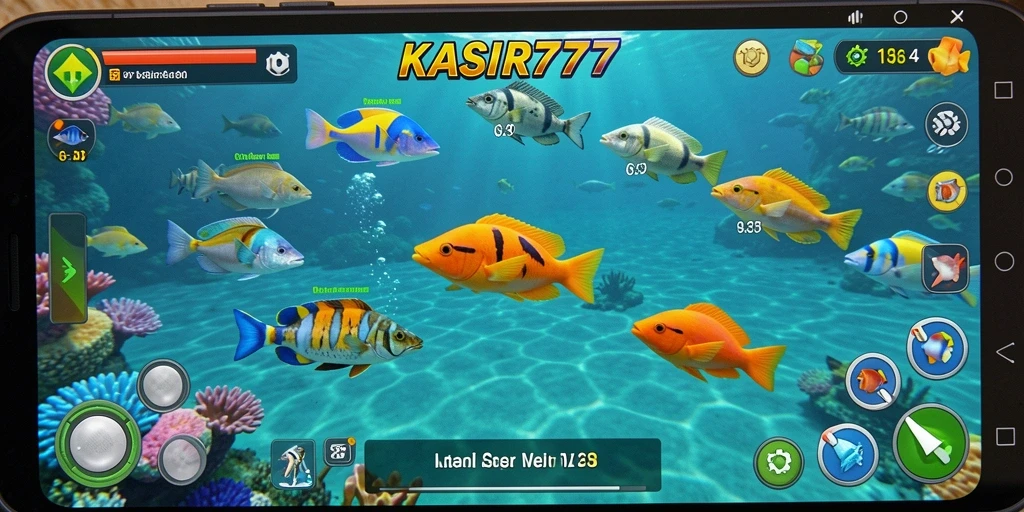 Tampilan gameplay KASIR777 dengan aksi Tembak Ikan yang seru.