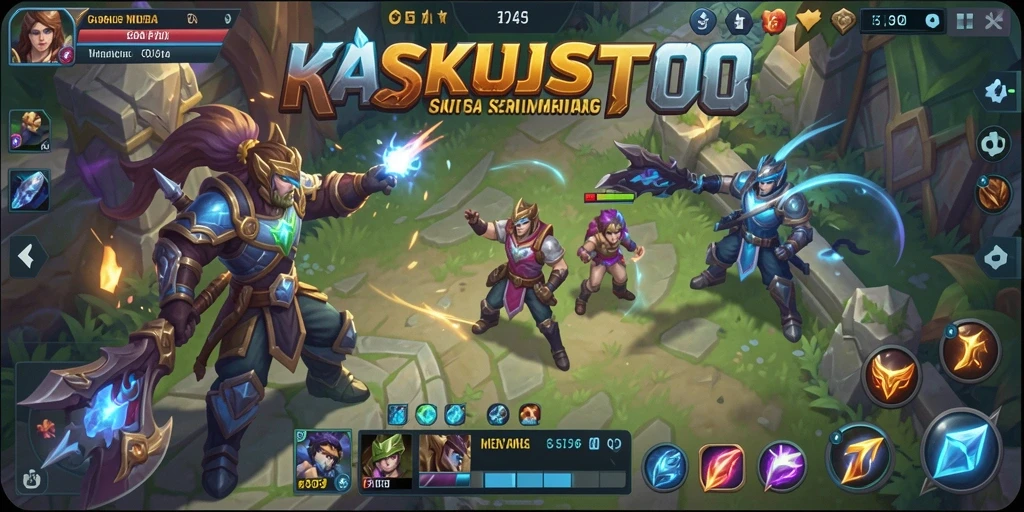 Menampilkan aksi seru dalam pertempuran KASKUSTOTO MOBA.