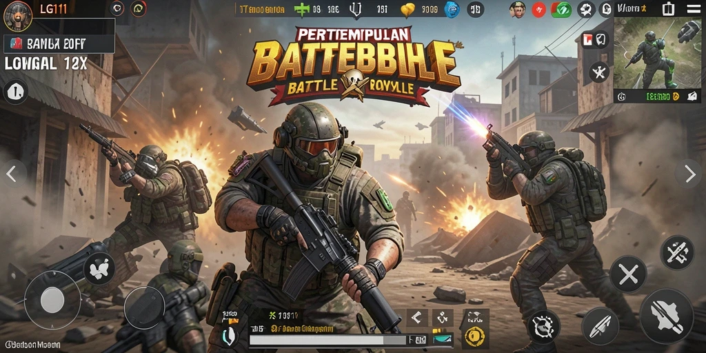 Tampilan screenshot unik dari gameplay LG111 yang menegangkan di arena Battle Royale.