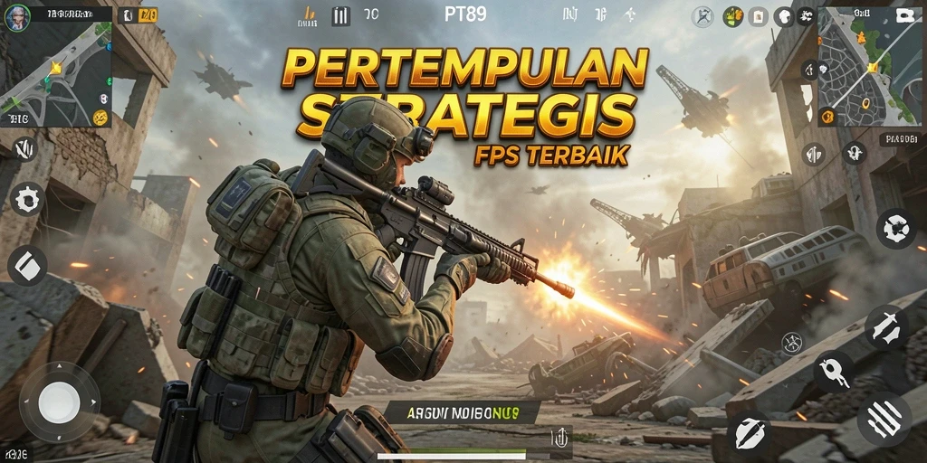 Screenshot gameplay menampilkan aksi tembak-menembak yang intens di PT89.