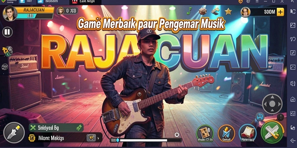 Tampilan menarik gameplay RAJACUAN dengan berbagai pilihan lagu.