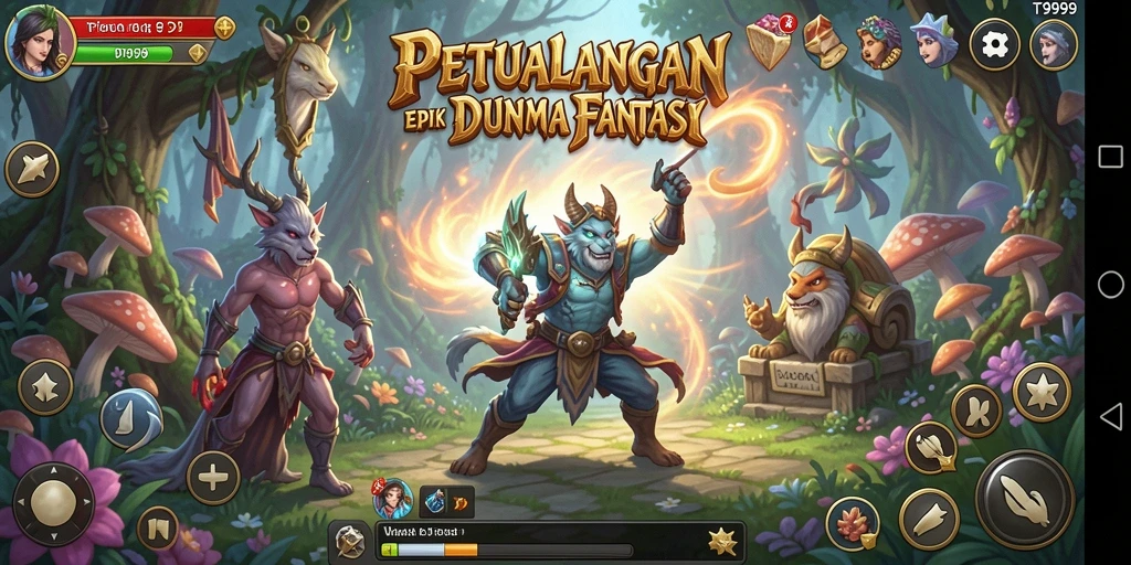Tampilan gameplay T9999 yang mendebarkan dalam pertempuran RPG.
