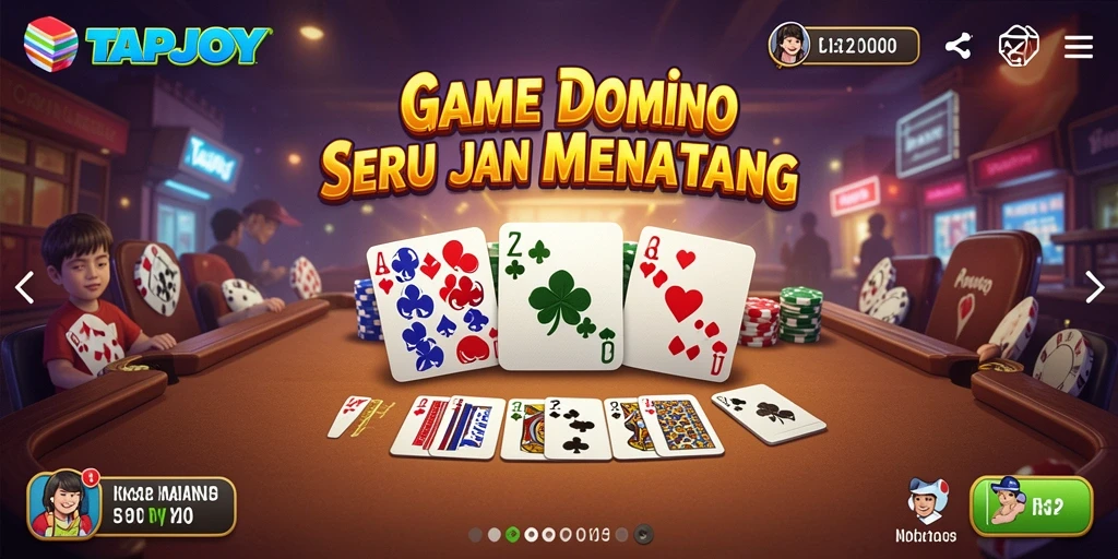 Tampilan gameplay TAPJOY dengan aksi seru permainan domino.