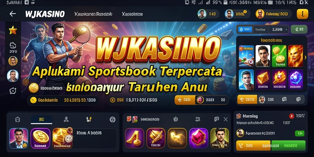 Tampilan utama aplikasi WJKASINO dengan fitur taruhan olahraga.